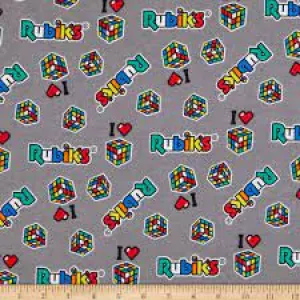 Rubiks Patches Grey - Flannel - 1/2 Metre