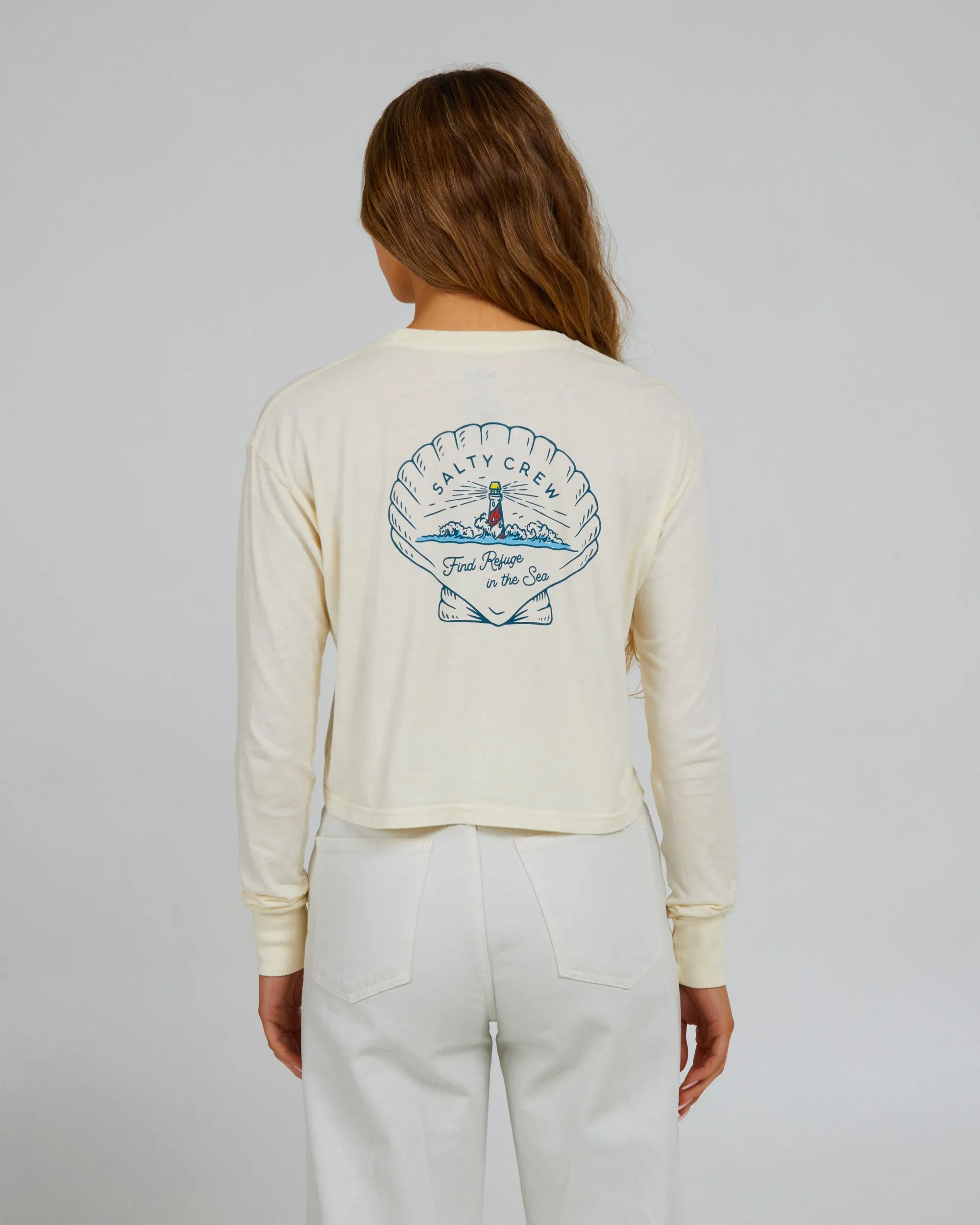 Scallop L/S Crop Tee - Off White