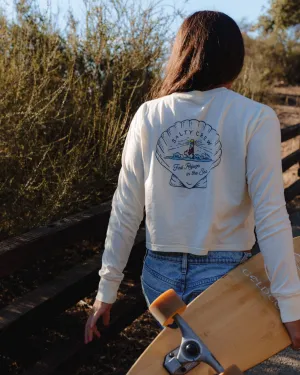Scallop L/S Crop Tee - Off White
