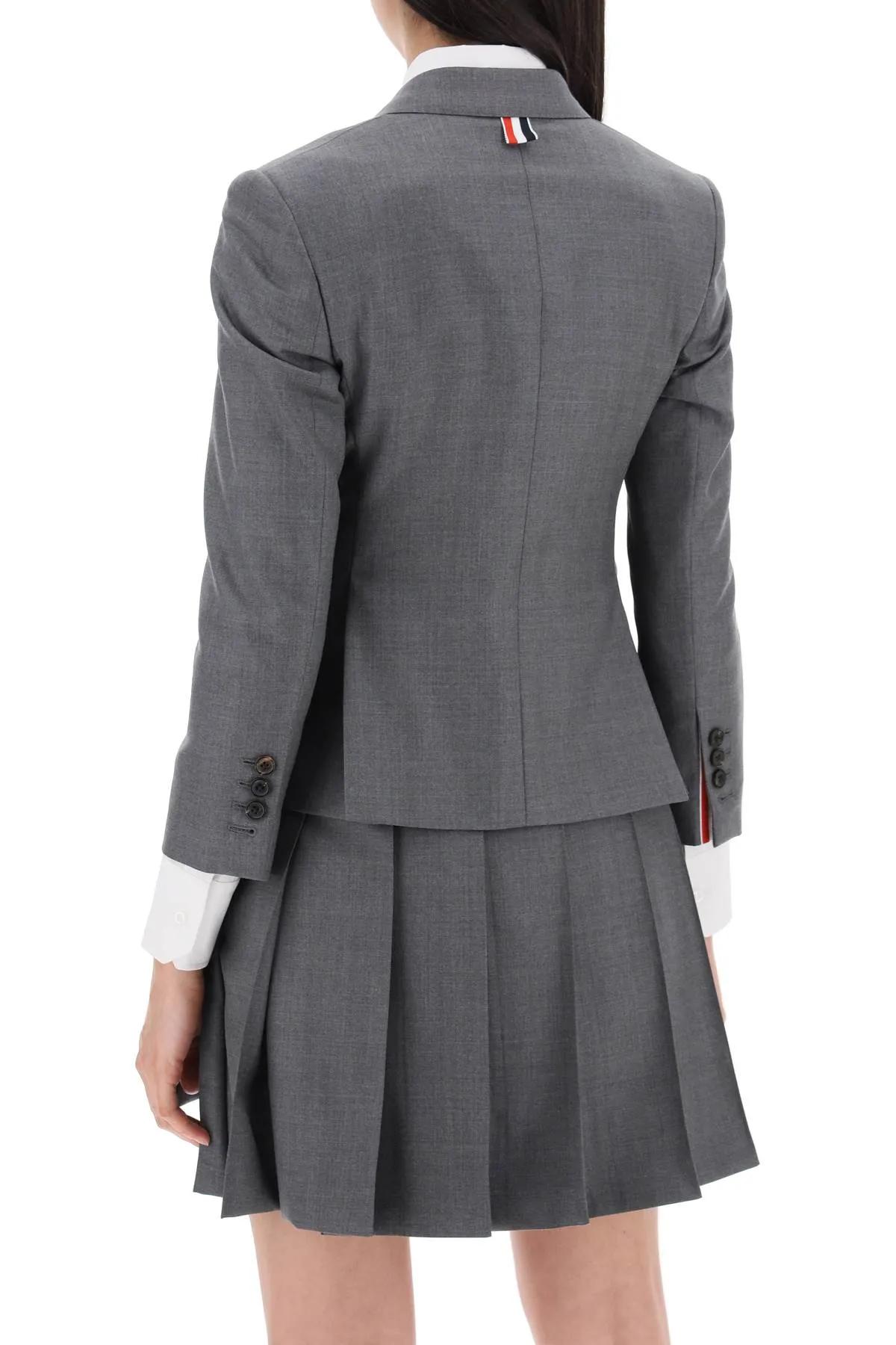 single-breasted cropped jacket in 120's wool FBC010V 00626 MED GREY