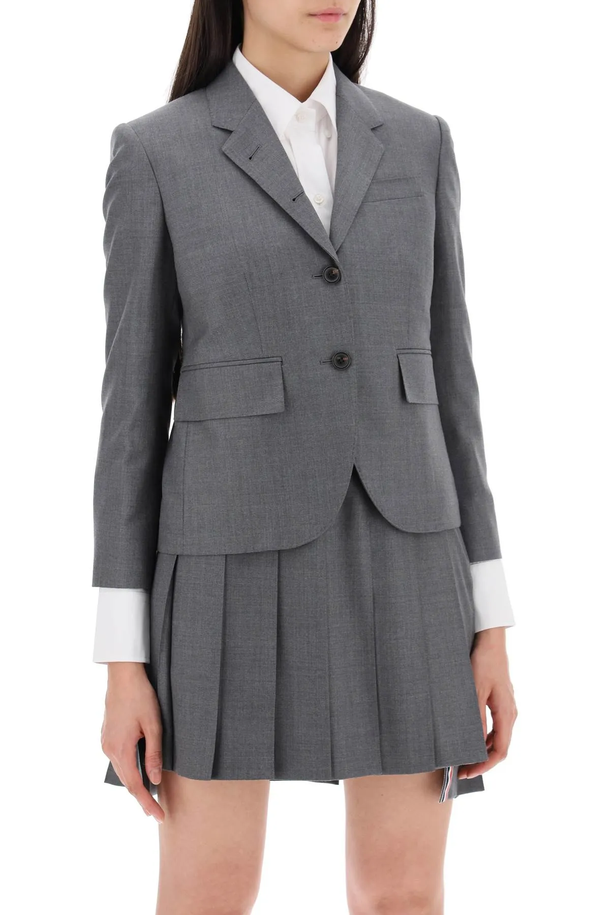 single-breasted cropped jacket in 120's wool FBC010V 00626 MED GREY