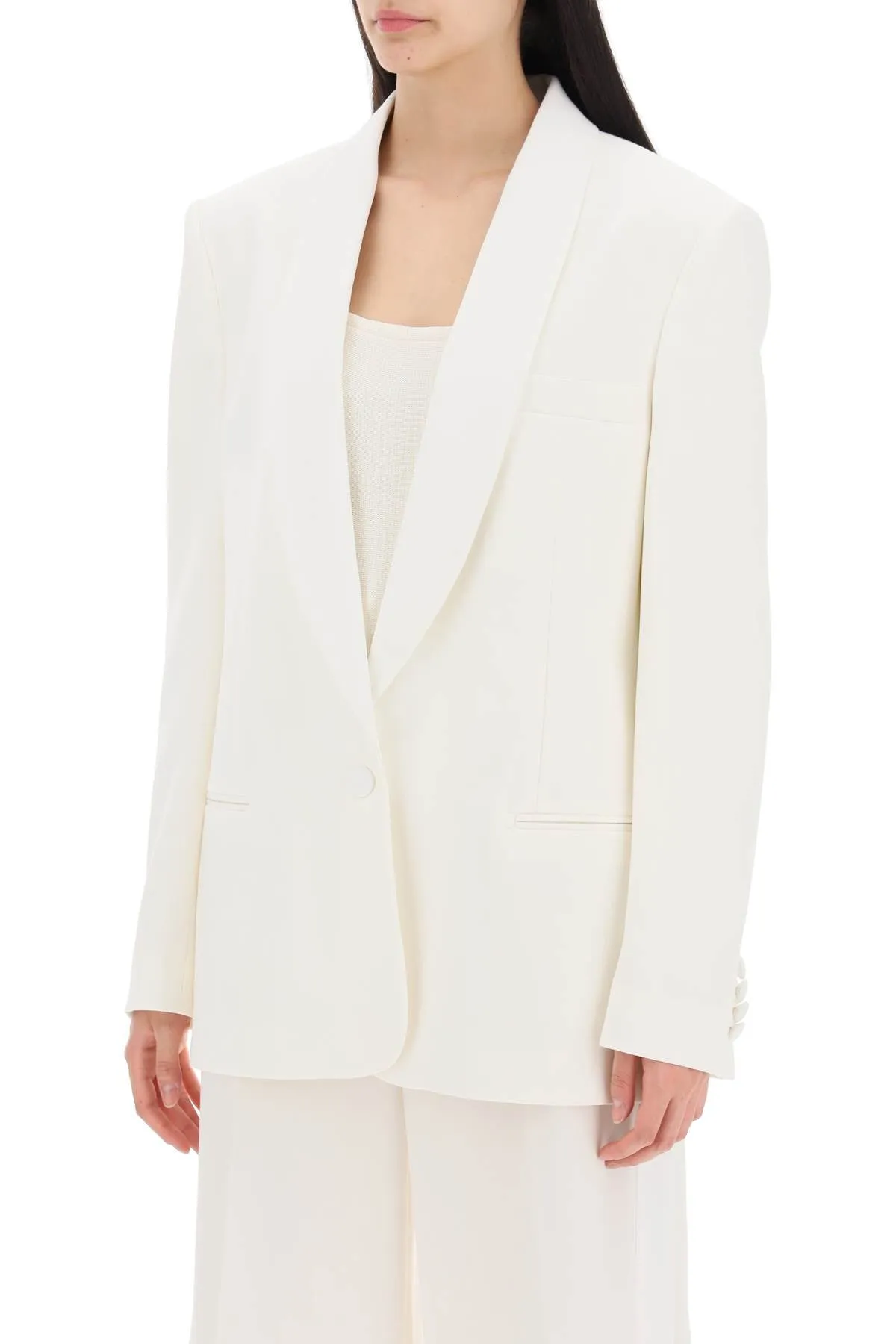 Stella mccartney single-breasted tailored blazer with sh 650110 3DU655 CHALK