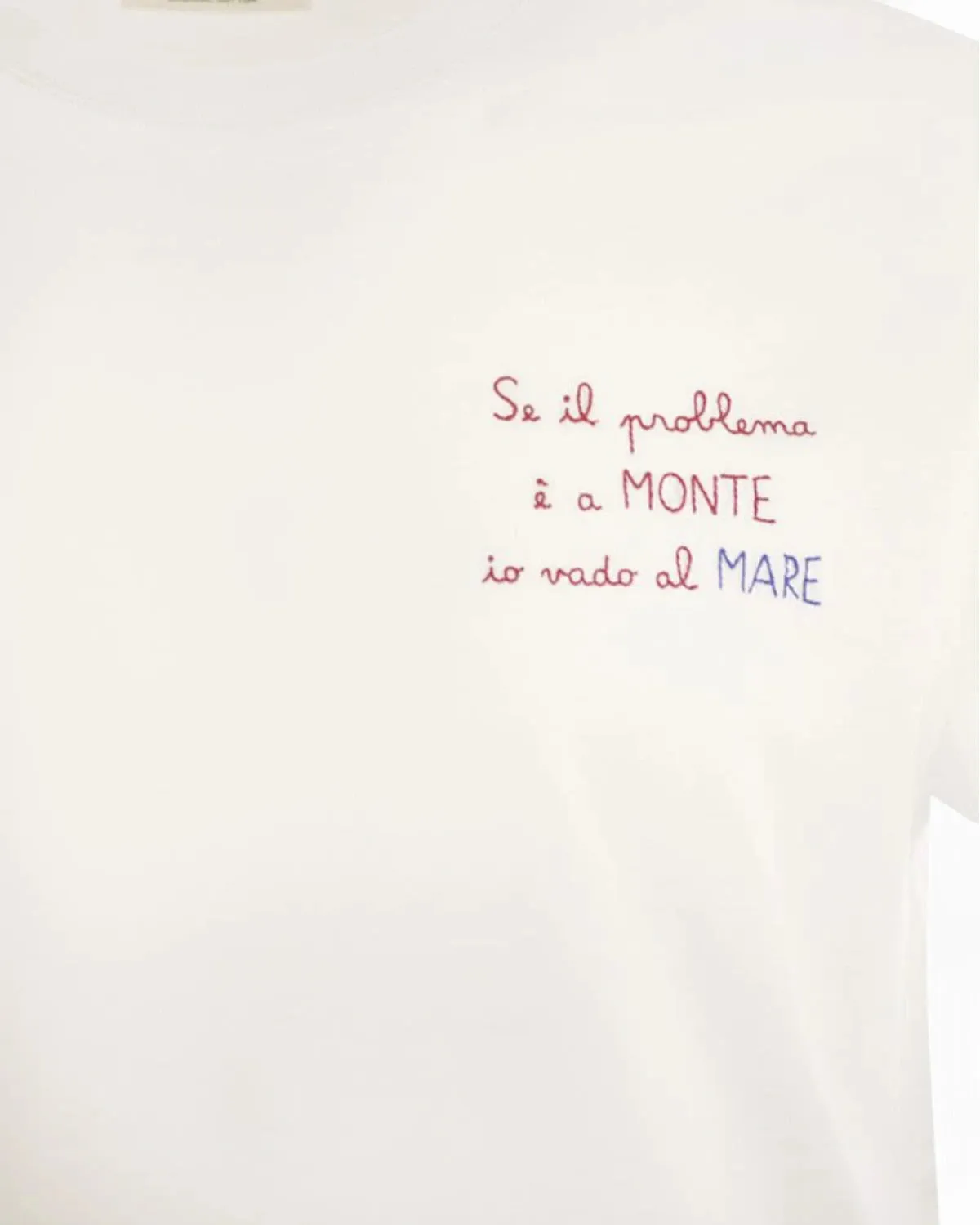 T-Shirt  in Cotone con Ricamo Problema a monte...