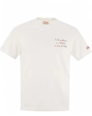 T-Shirt  in Cotone con Ricamo Problema a monte...