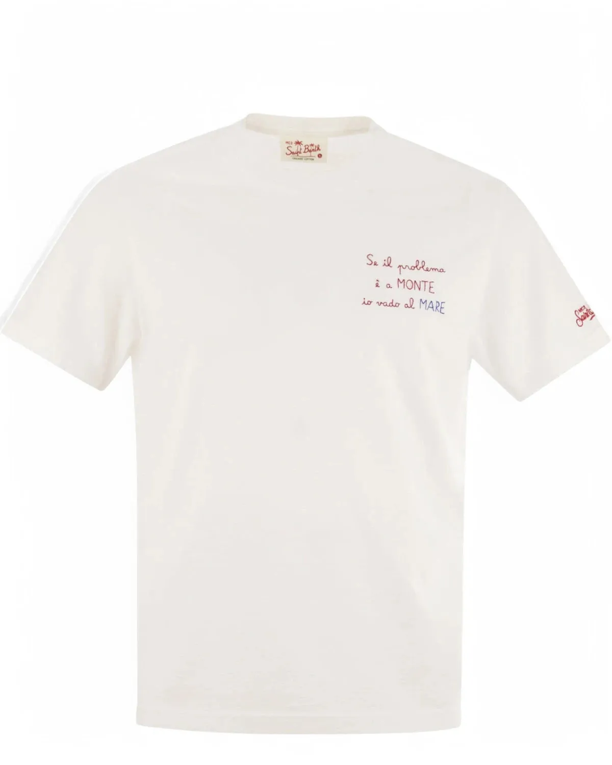 T-Shirt  in Cotone con Ricamo Problema a monte...