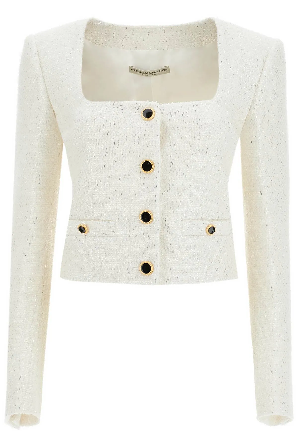 tweed jacket with sequins embell FABX3839 F4364 WHITE