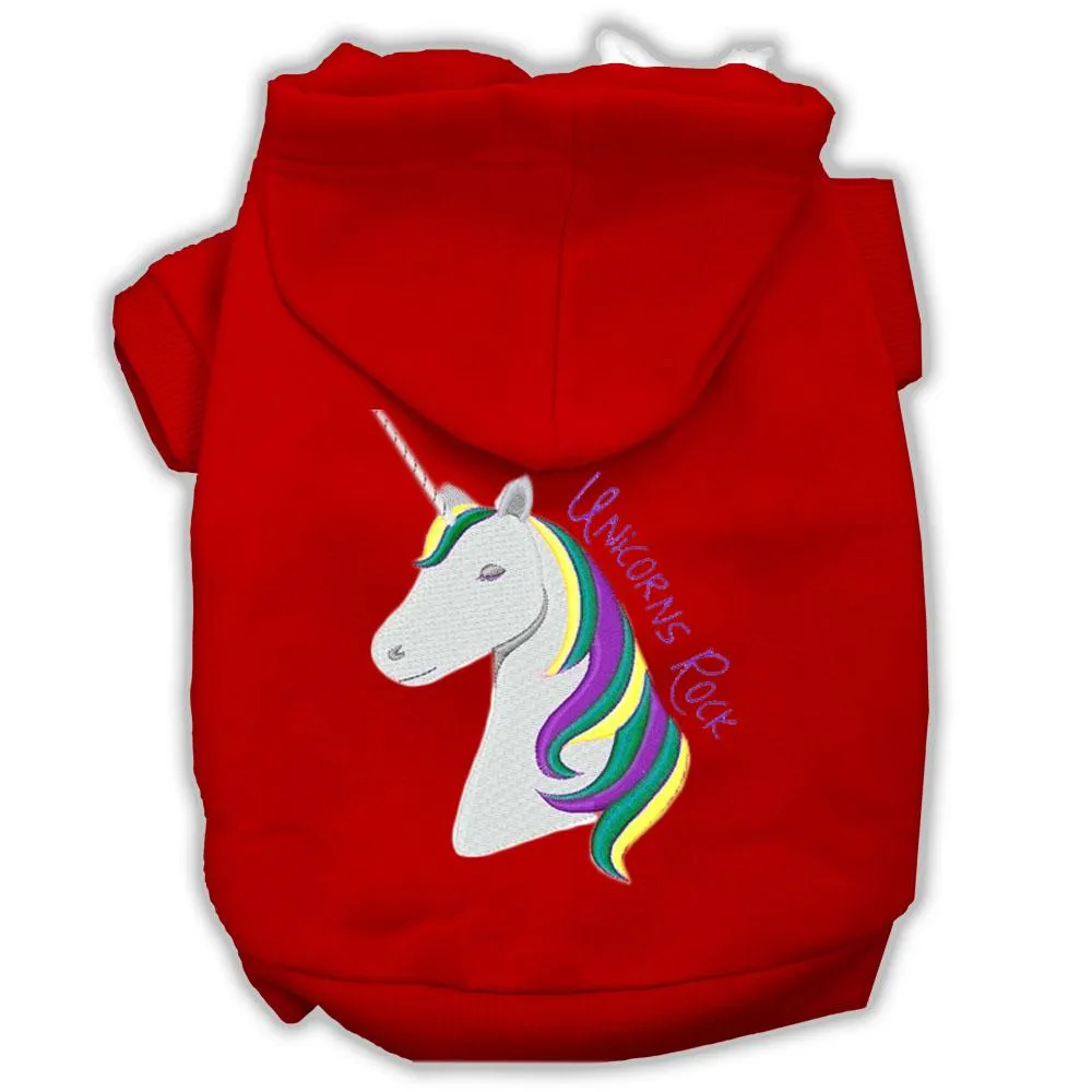 Unicorns Rock Embroidered Dog Hoodie Red Xxl (18)