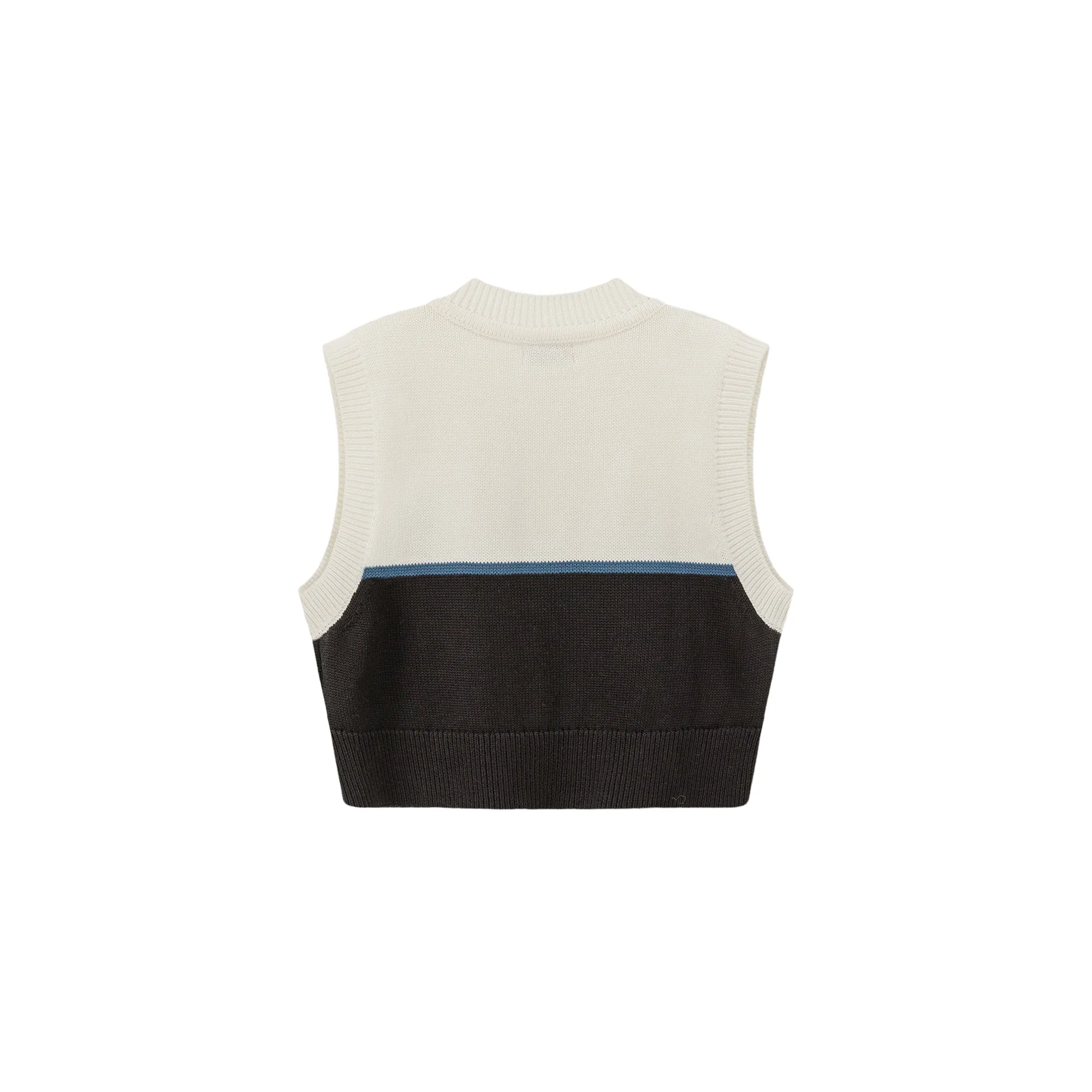 V-Neck Color Matching Knit Vest