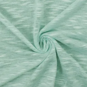 Water Teal-White Slub Stretch Jersey Knit Fabric