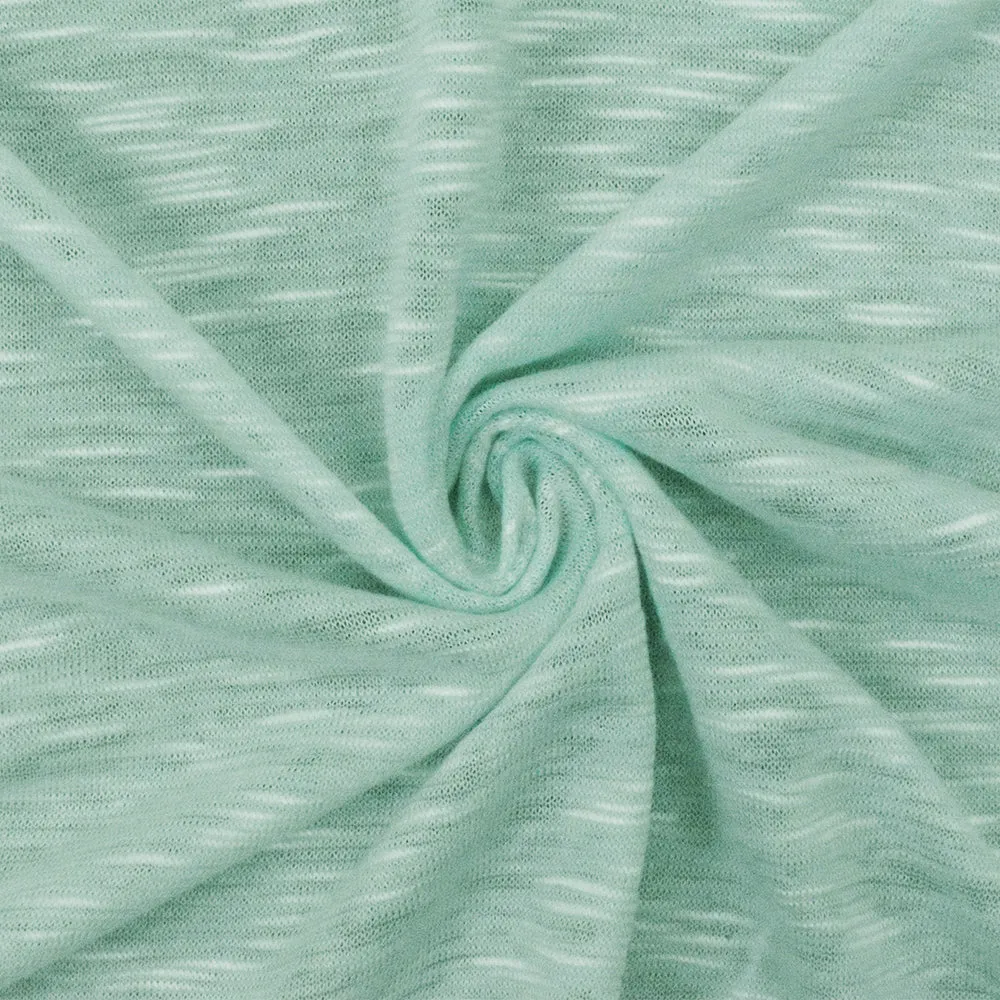 Water Teal-White Slub Stretch Jersey Knit Fabric