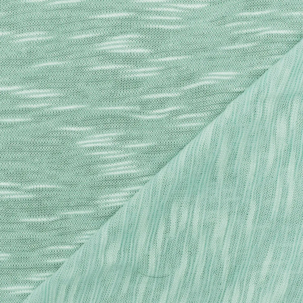 Water Teal-White Slub Stretch Jersey Knit Fabric