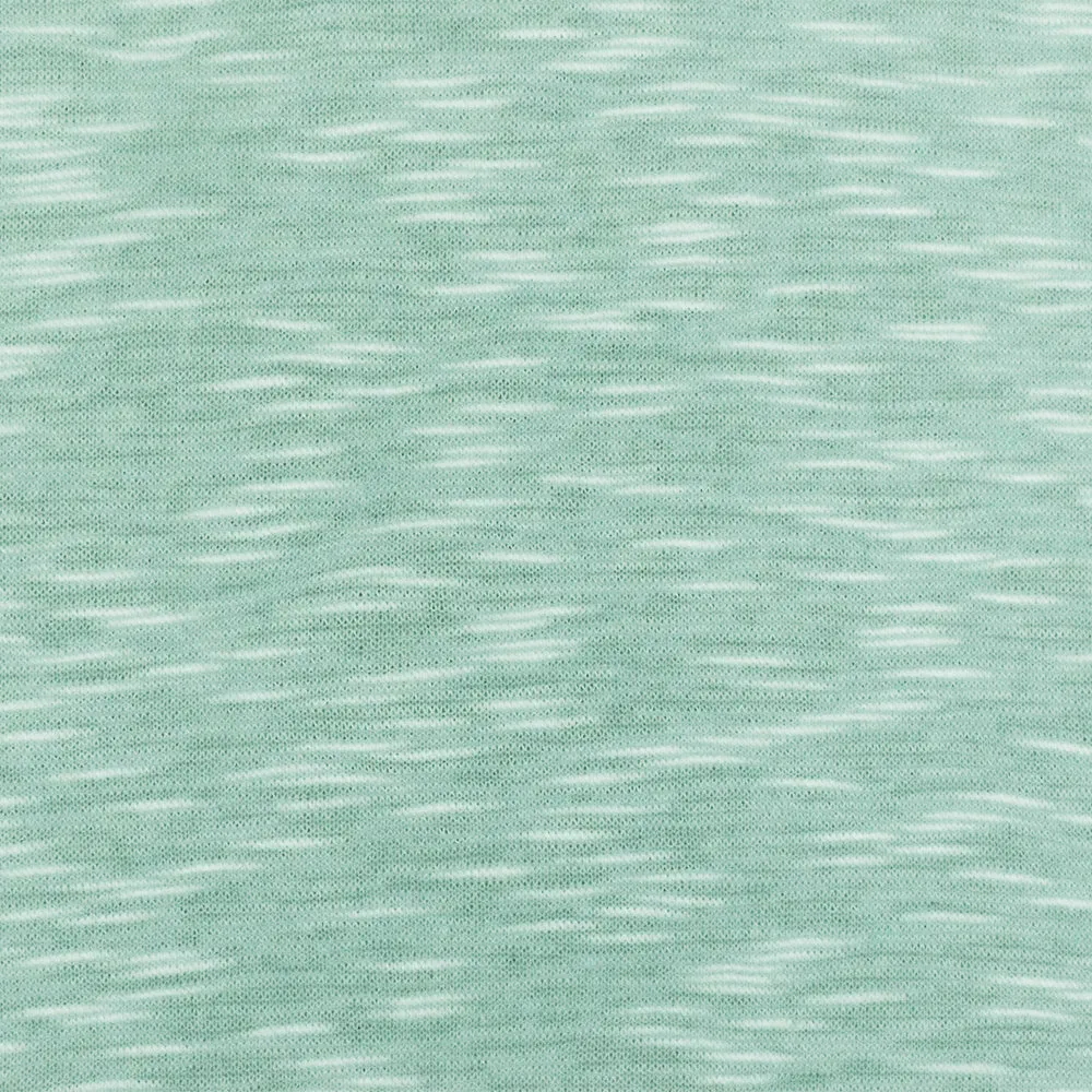 Water Teal-White Slub Stretch Jersey Knit Fabric