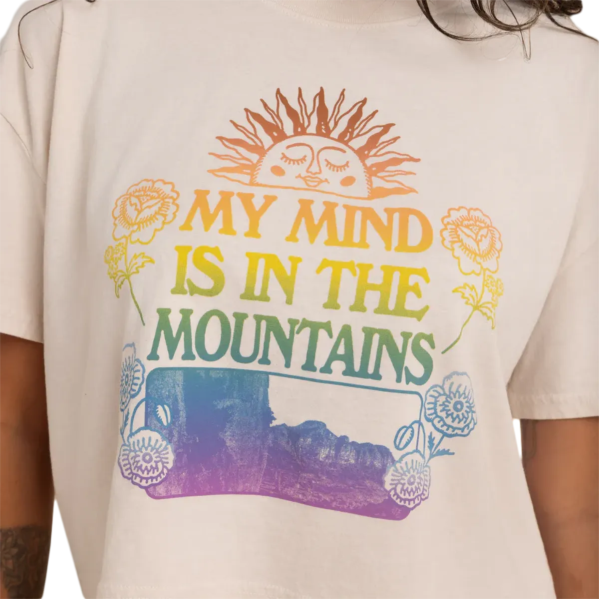 Women Mountian Cropped Boxy Tee