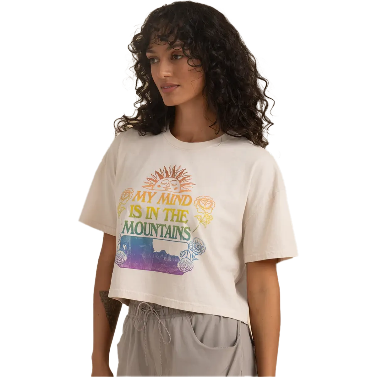 Women Mountian Cropped Boxy Tee