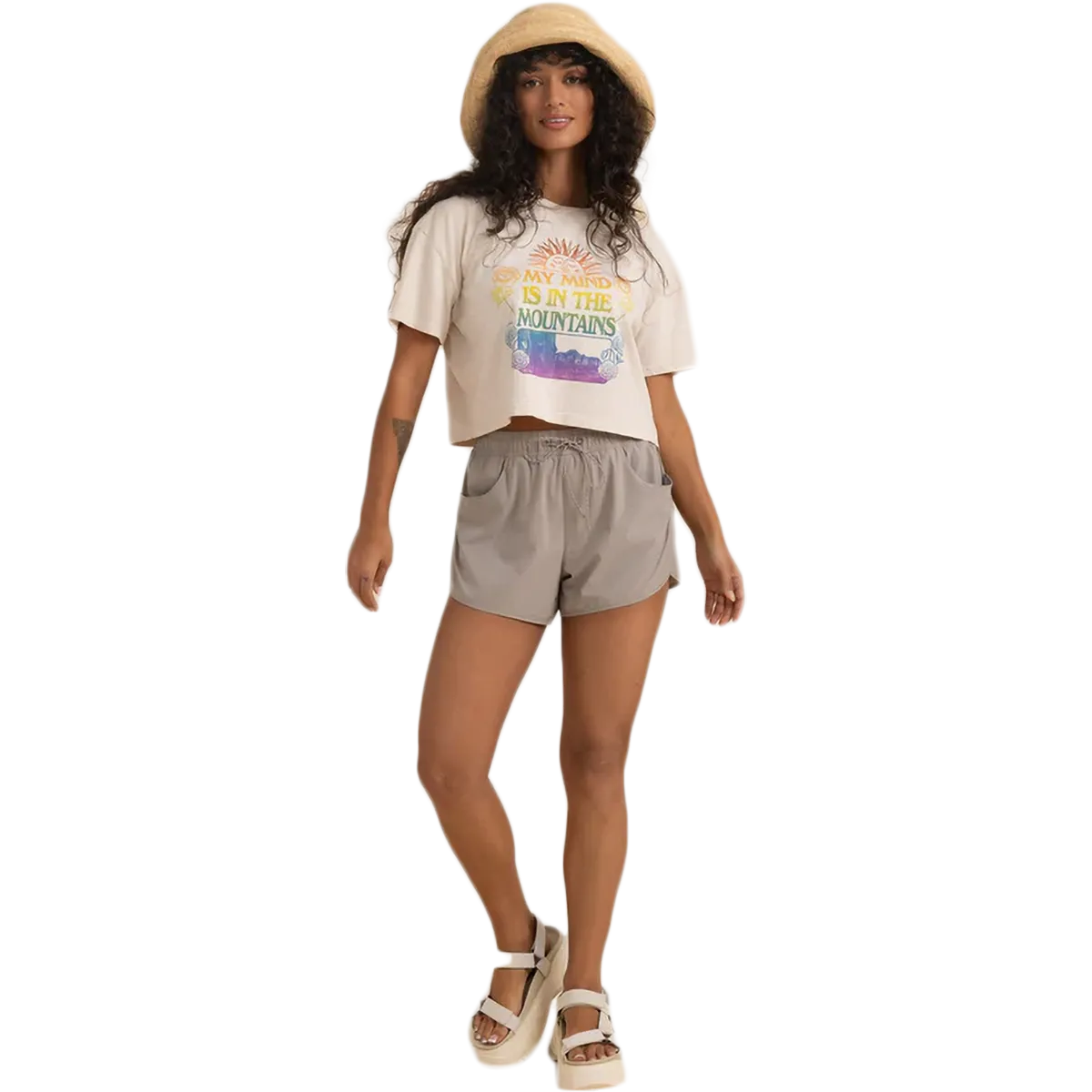Women Mountian Cropped Boxy Tee